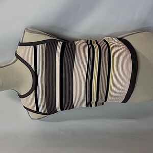 NWOT BABATON Striped Colourblock Sleeveless Knit Style Top Vest Tank